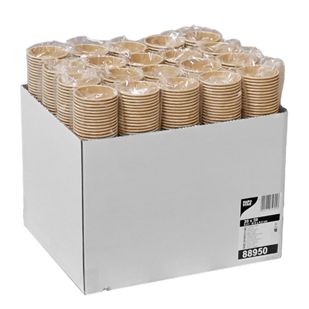 50 Trinkbecher, Pappe 0,2 l Ø 8 cm · 9,2 cm braun