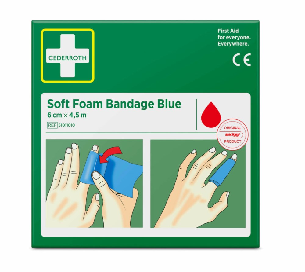 "Cederroth" Soft Foam Bandage 4,5 m x 6 cm blau , Refill