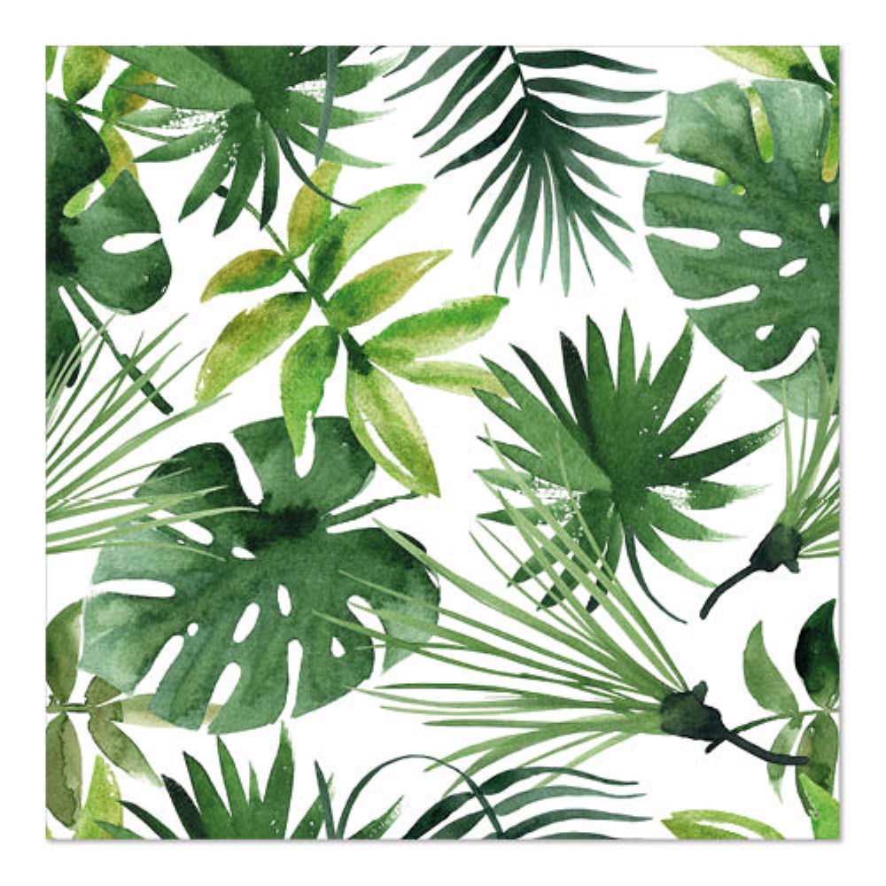 20 Servietten, 3-lagig 1/4-Falz 33 cm x 33 cm "Monstera"