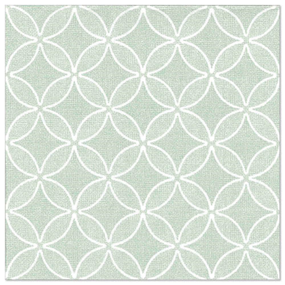 50 Servietten "ROYAL Collection" 1/4-Falz 40 cm x 40 cm jadegrün "Circle Flowers"
