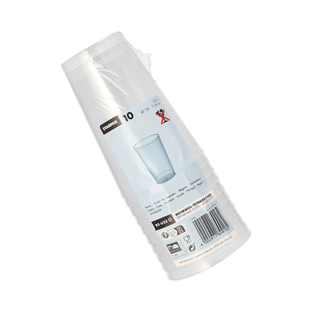 10 Mehrweg-Trinkbecher PP 0,3 l Ø 7,8 cm · 11,8 cm transluzent