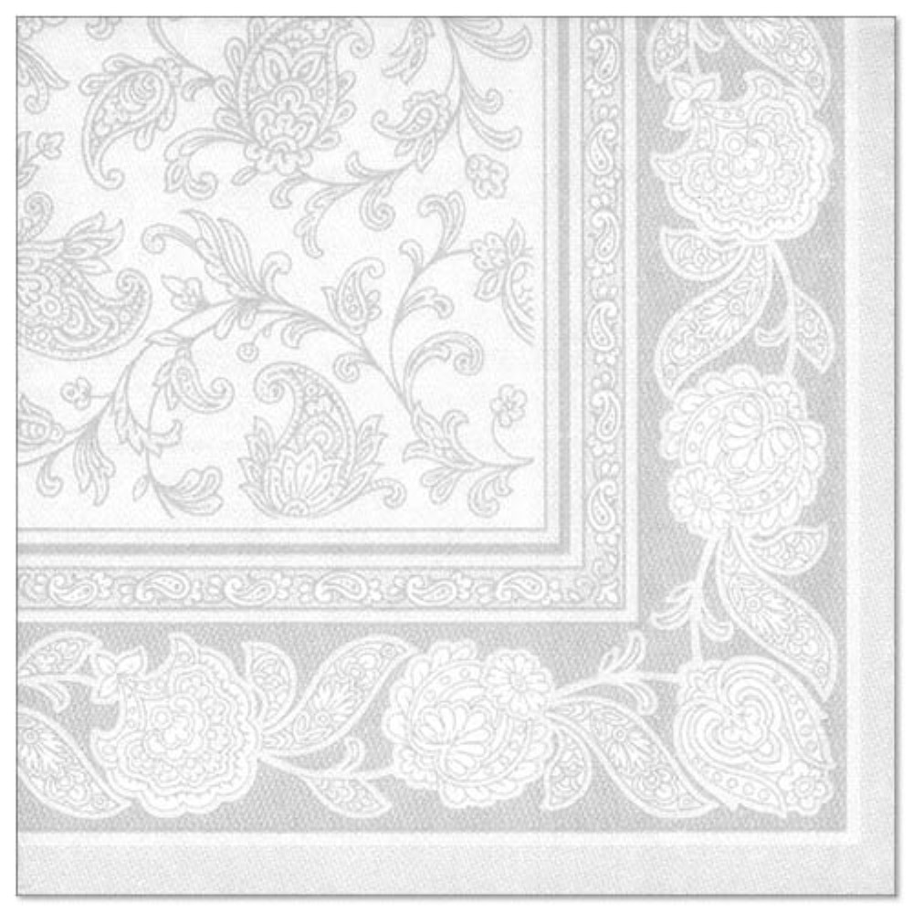 50 Servietten "ROYAL Collection" 1/4-Falz 40 cm x 40 cm weiss "Ornaments"