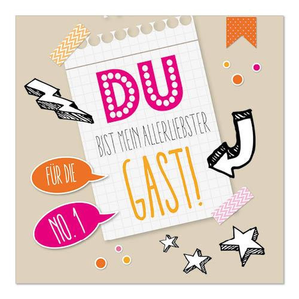 20 Servietten, 3-lagig 1/4-Falz 33 cm x 33 cm "Allerliebster Gast"