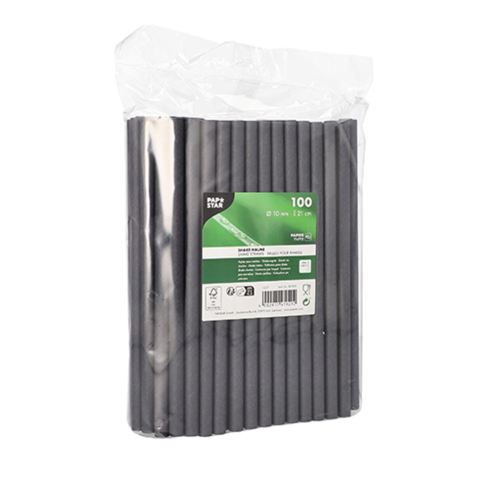 100 Shake-Halme Papier Ø 10 mm · 21 cm schwarz 100 Shake-Halme Papier Ø 10 mm · 21 cm schwarz