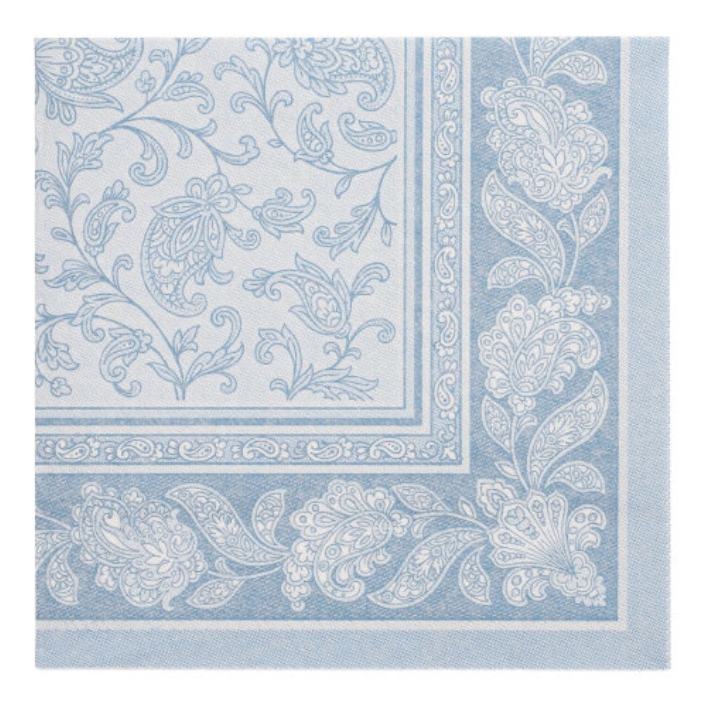 50 Servietten "ROYAL Collection" 1/4-Falz 40 cm x 40 cm arktikblau "Ornaments"