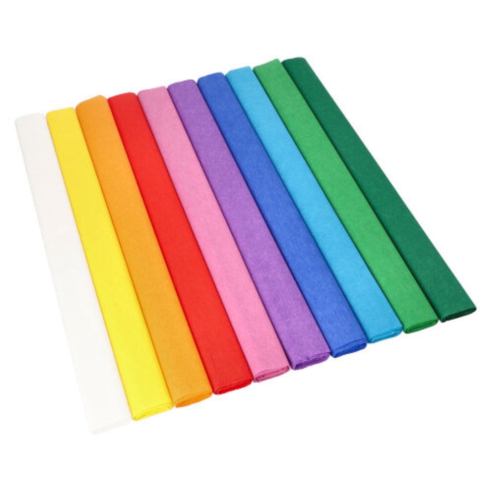 10 Krepp-Papier 2,5 m x 50 cm farbig sortiert wasserfest 10 Krepp-Papier 2,5 m x 50 cm farbig sortiert wasserfest