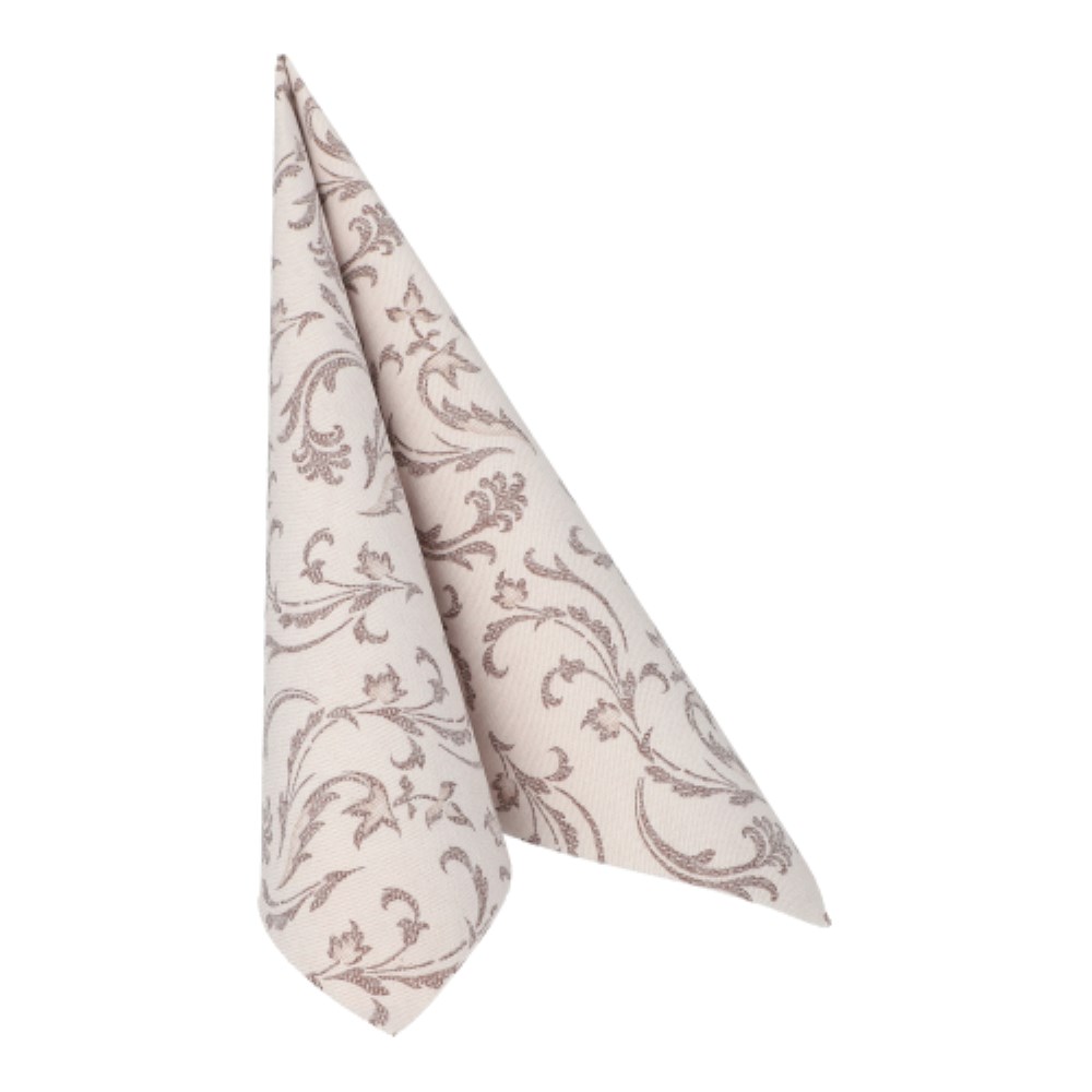 50 Servietten "ROYAL Collection" 1/4-Falz 40 cm x 40 cm braun "Damascato"