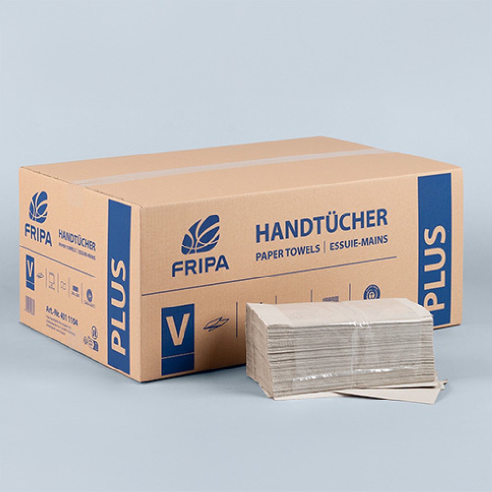 5000 Blatt Handtuchpapier V-Falz 23 cm x 25 cm natur "Plus L" Zick-Zack, 1-lagig (20x250)