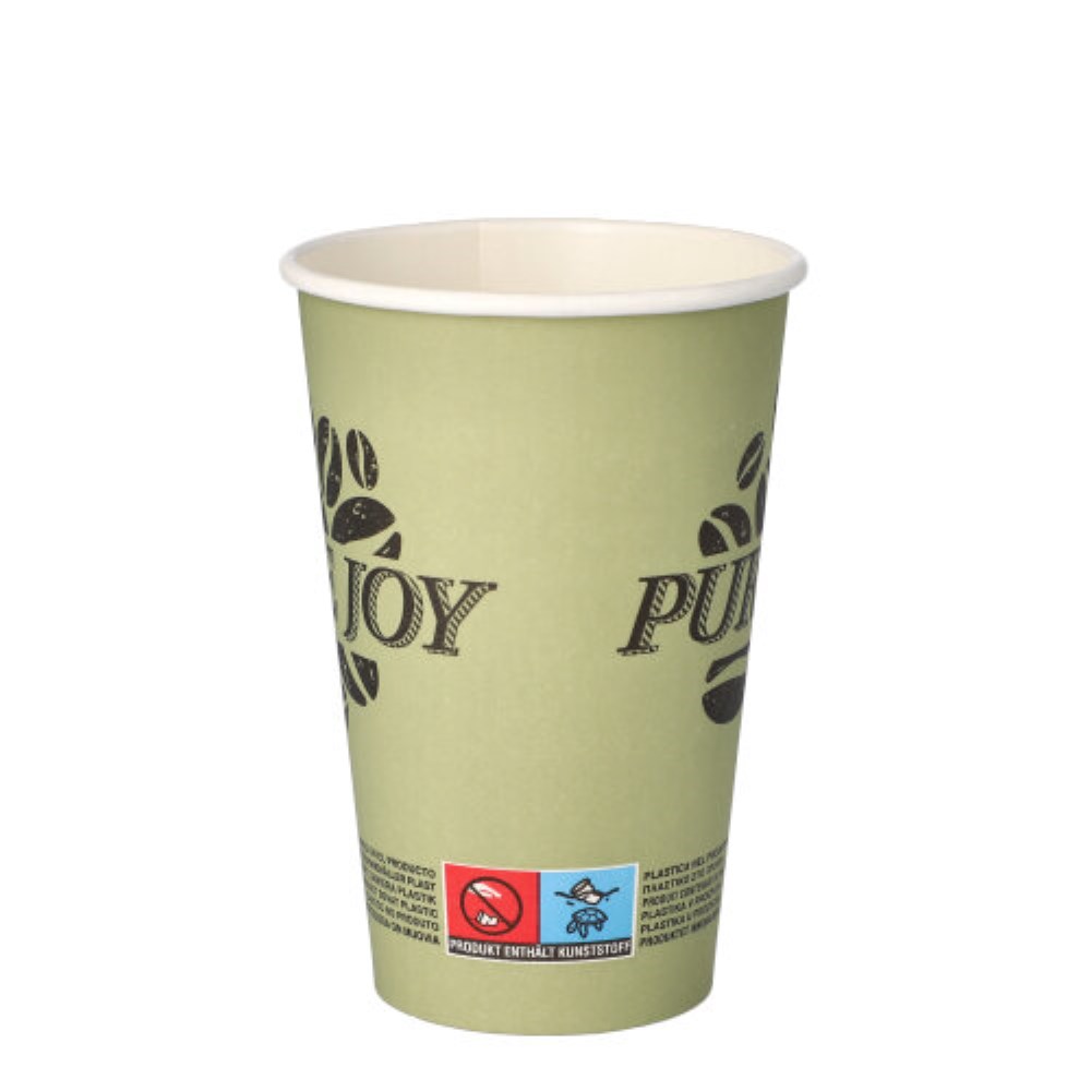 50 Trinkbecher, Pappe 0,3 l Ø 8 cm · 11,7 cm grün "Pure Joy"