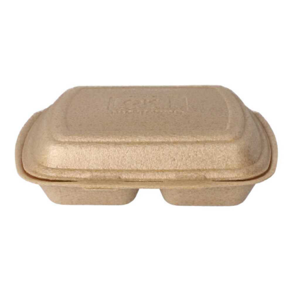 50 Menüboxen mit Klappdeckel, XPP 2-geteilt 7 cm x 20,5 cm x 24 cm beige