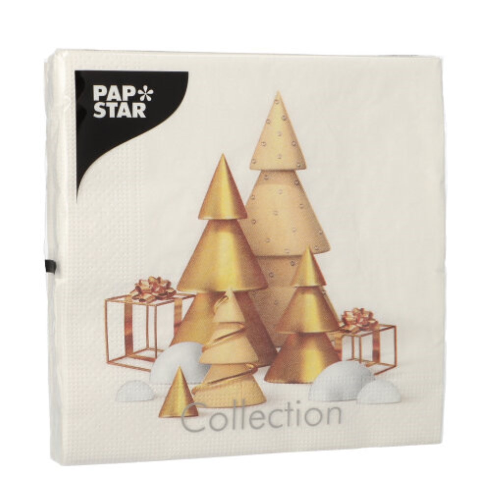 20 Servietten, 3-lagig 1/4-Falz 33 cm x 33 cm "Scene de Noel"