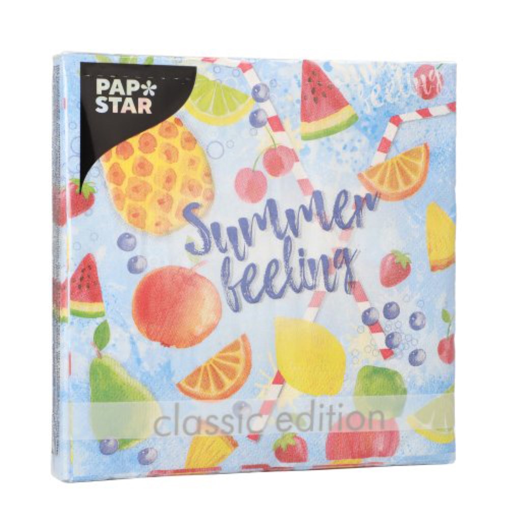 20 Servietten, 3-lagig 1/4-Falz 33 cm x 33 cm "Summerfeelings"