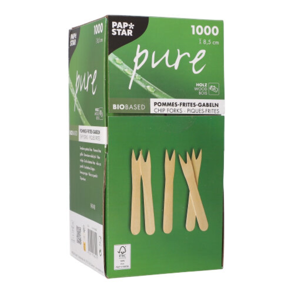 1000 Pommes-Frites-Gabeln, Holz "pure" 8,5 cm