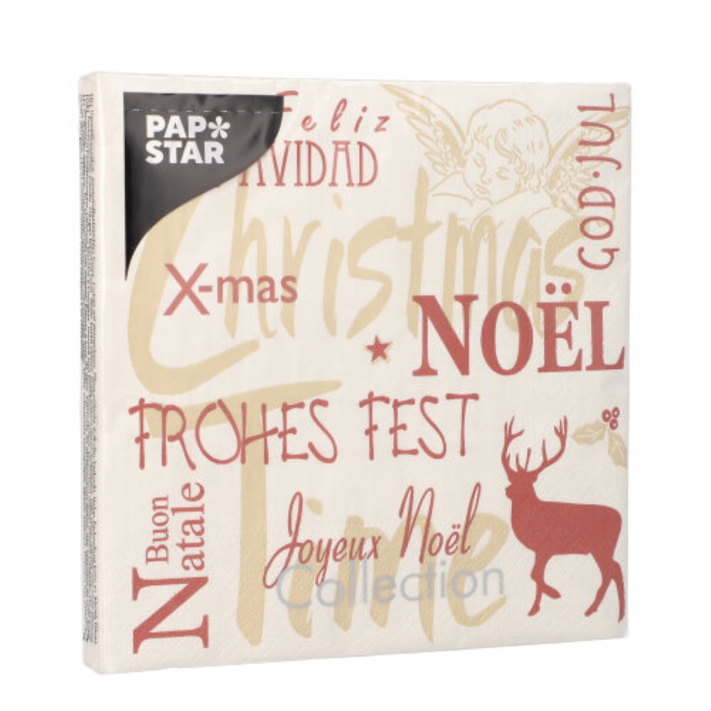 20 Servietten, 3-lagig 1/4-Falz 33 cm x 33 cm "Christmas Time"