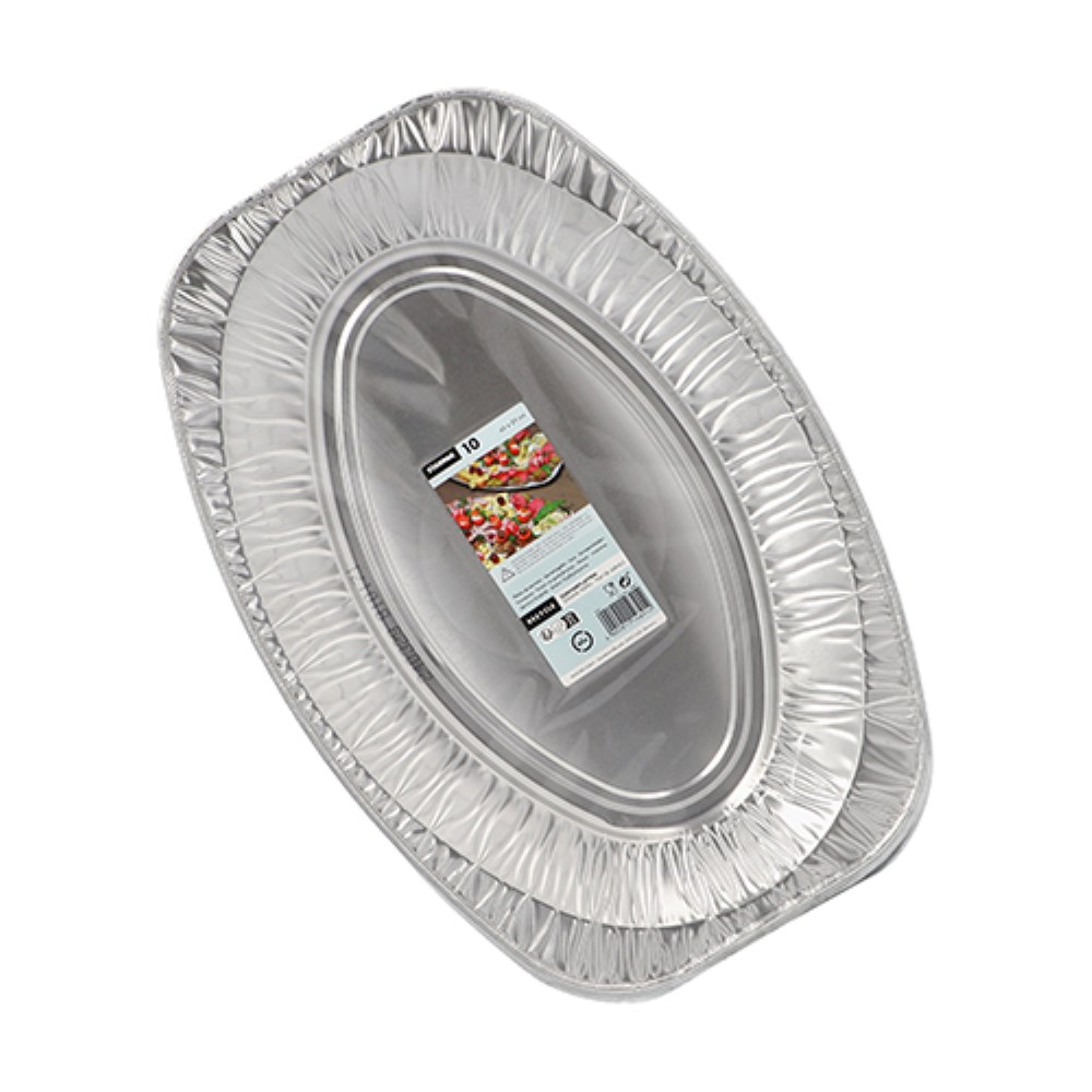 10 Servierplatten, Alu oval 43 cm x 29 cm
