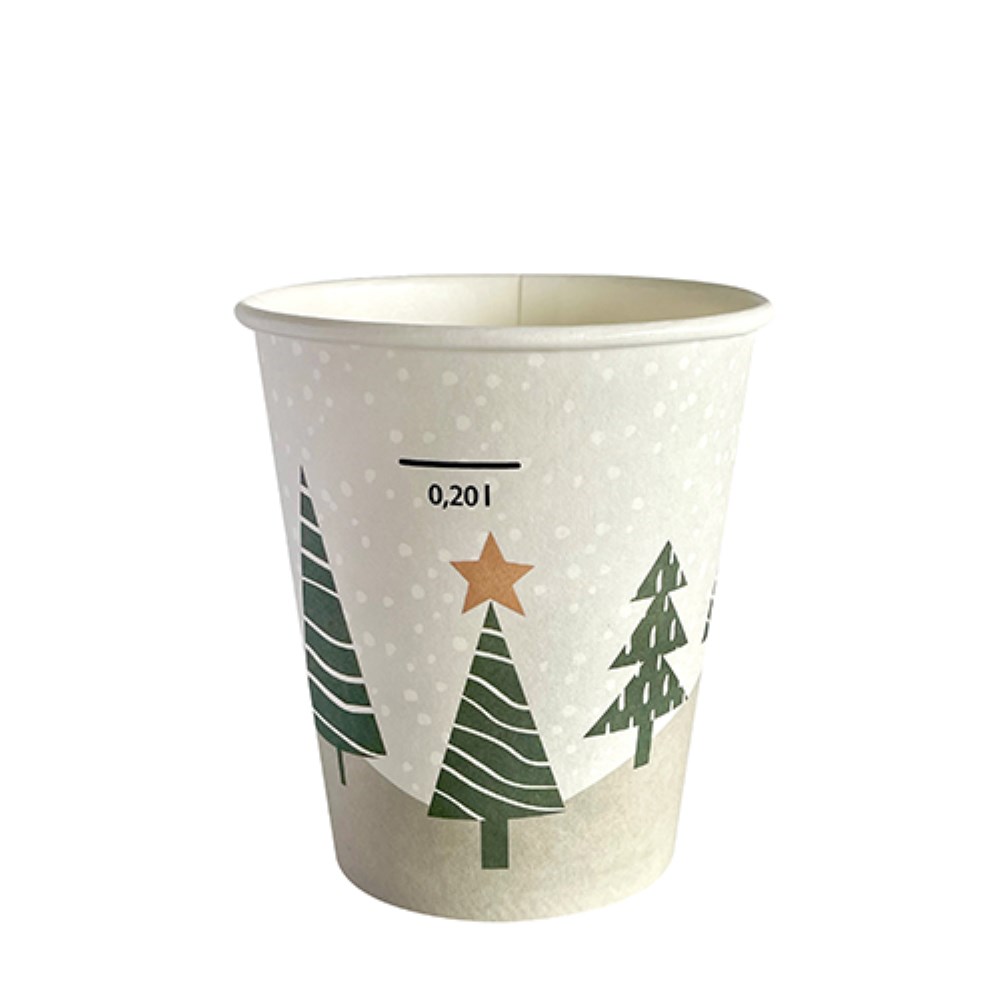 50 Trinkbecher, Pappe "To Go" 0,2 l Ø 8 cm · 9,1 cm "Winter Forest"