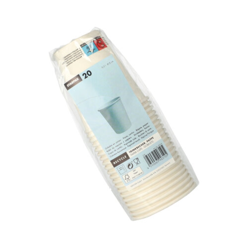 20 Trinkbecher, Pappe "To Go" 0,2 l Ø 8 cm · 9,1 cm weiss