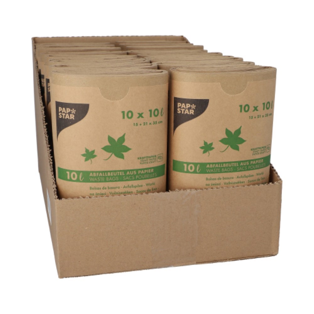10 Abfallbeutel Kraftpapier 10 l 35 cm x 21 cm x 15 cm braun