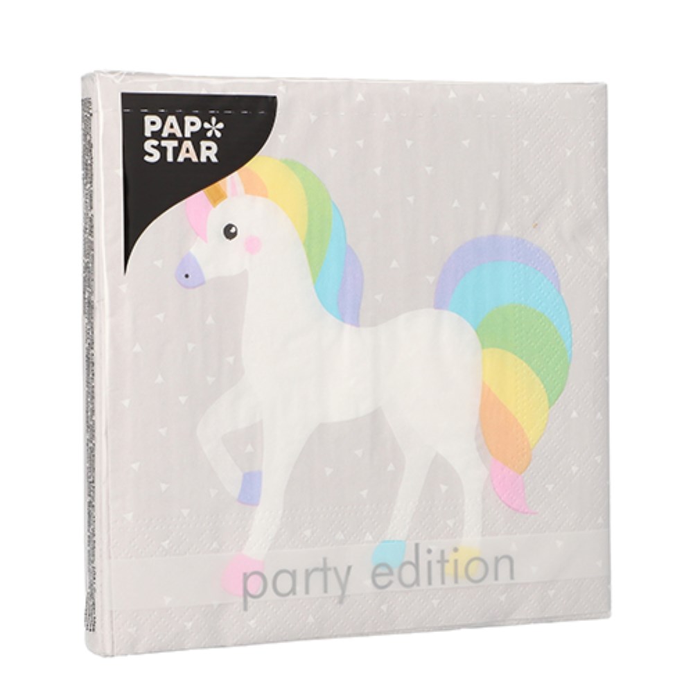 20 Servietten, 3-lagig 1/4-Falz 33 cm x 33 cm "Unicorn"