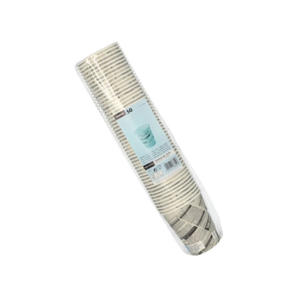 50 Trinkbecher, Pappe "To Go" 0,2 l Ø 8 cm · 9,2 cm "Newsprint"