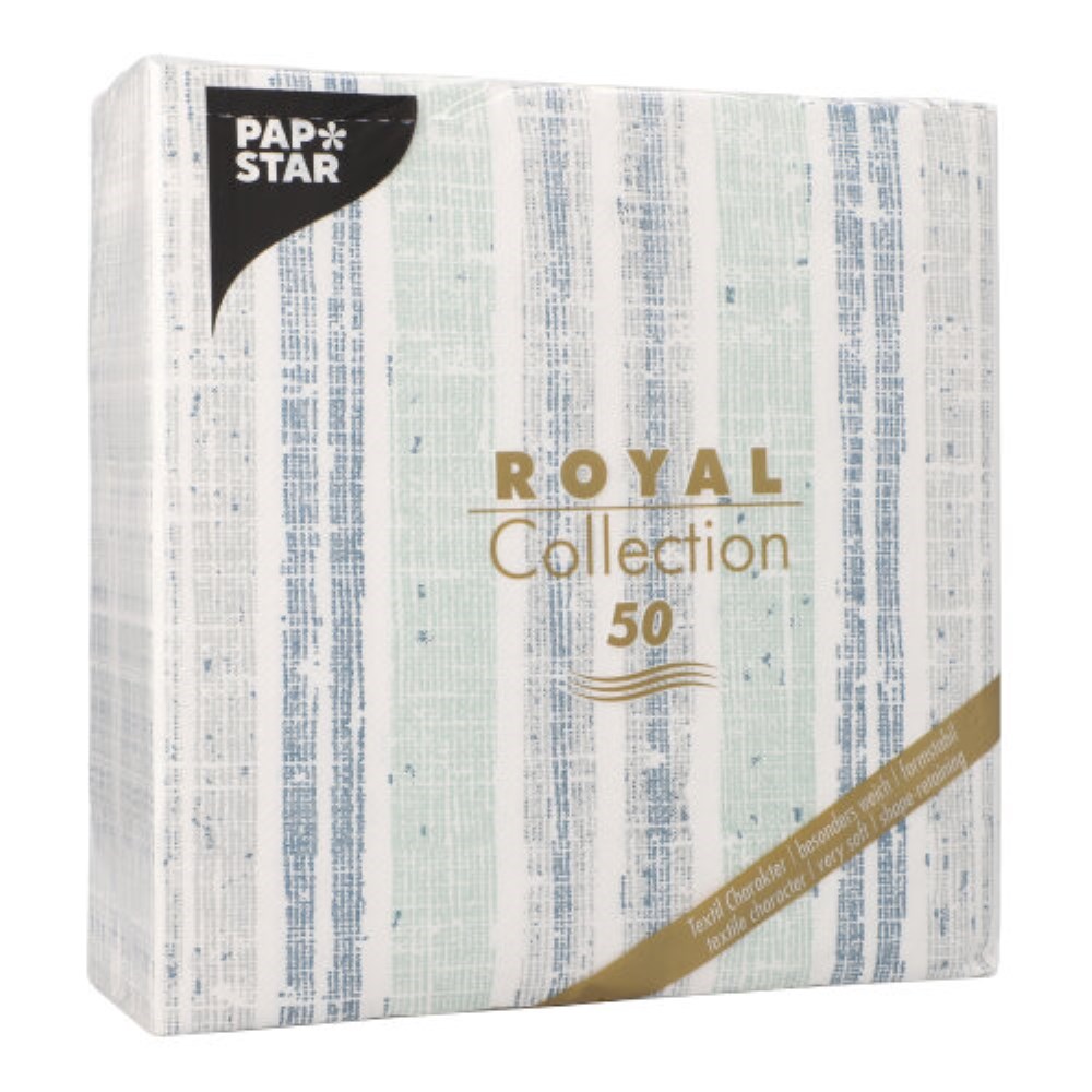 50 Servietten "ROYAL Collection" 1/4-Falz 40 cm x 40 cm dunkelblau "Stripes"