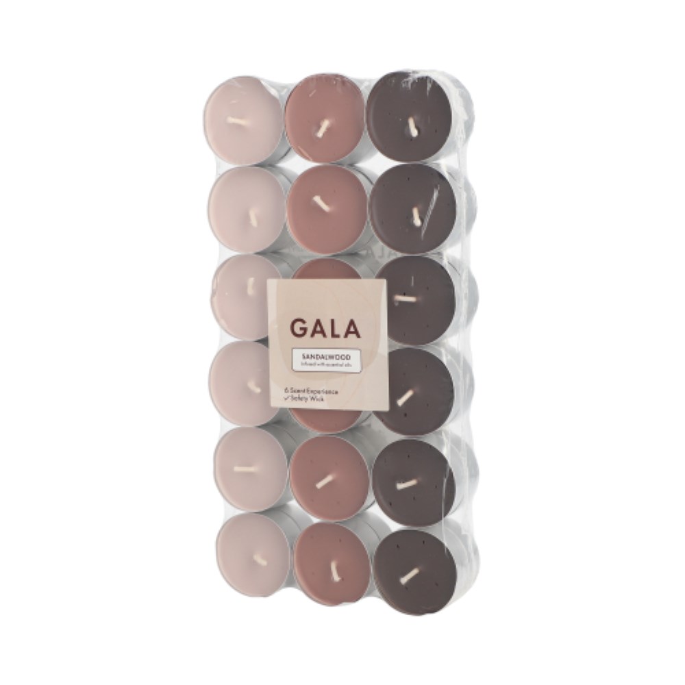 36 "GALA" Duftlichte Ø 3,8 cm · 1,7 cm elfenbein - Sandelholz "Ton in Ton"