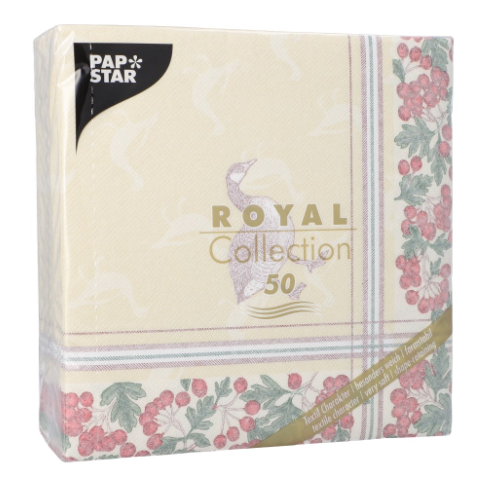 50 Servietten "ROYAL Collection" 1/4-Falz 40 cm x 40 cm "Goose"