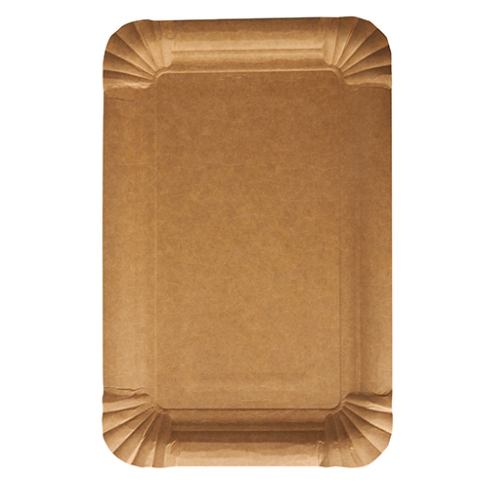 250 Teller, Pappe "pure" eckig 13 cm x 20 cm braun