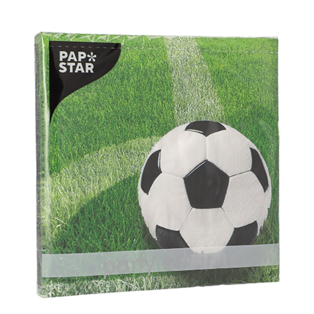 20 Servietten, 3-lagig 1/4-Falz 33 cm x 33 cm "Football"
