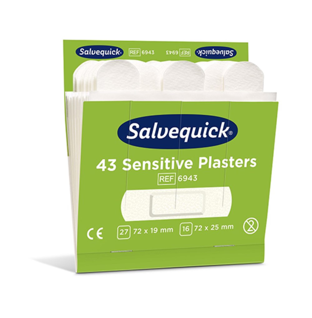 6 Set "Cederroth" Salvequick Sensitive Pflaster (43 Stück) weiss , Refill