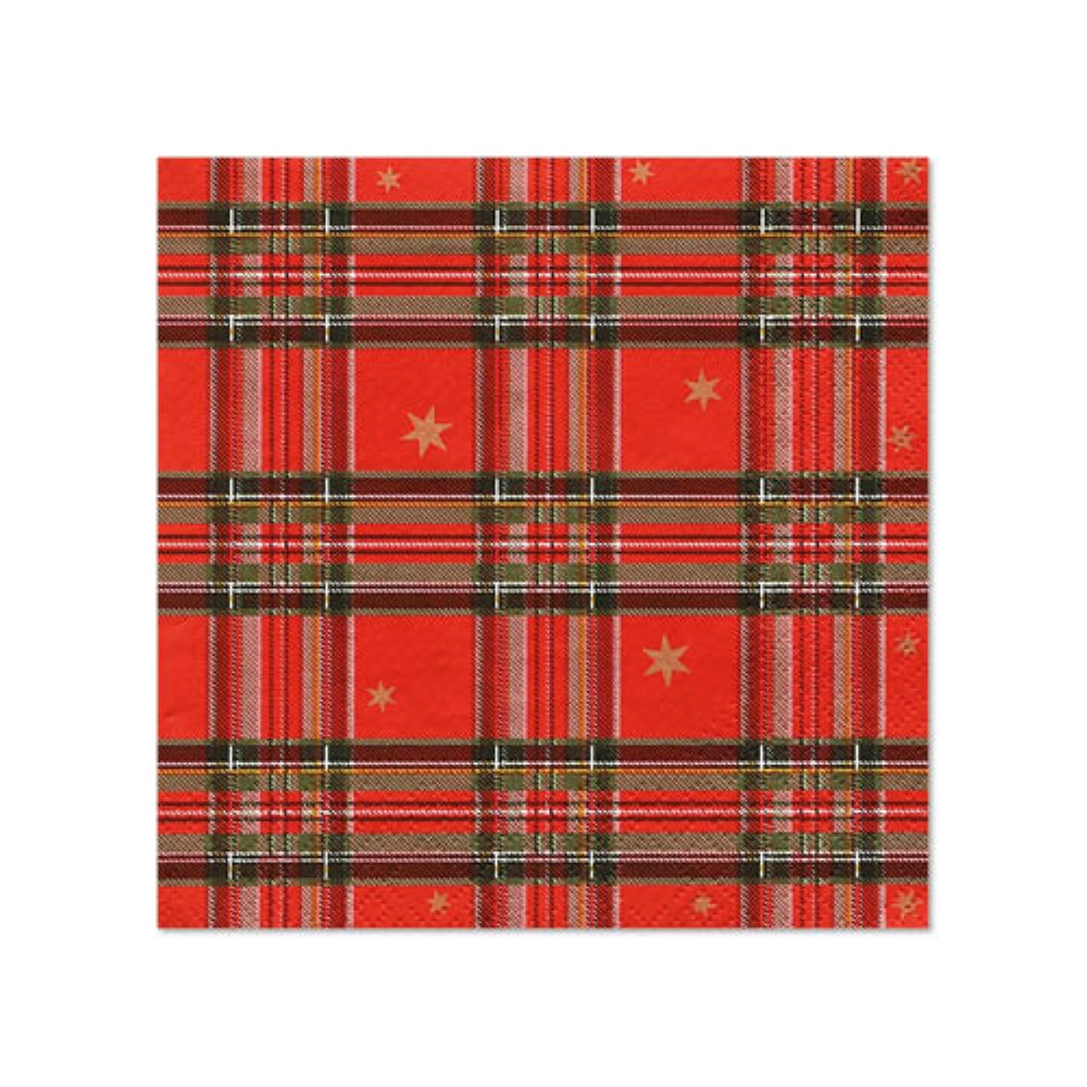 20 Servietten, 3-lagig 1/4-Falz 25 cm x 25 cm "Tartan"