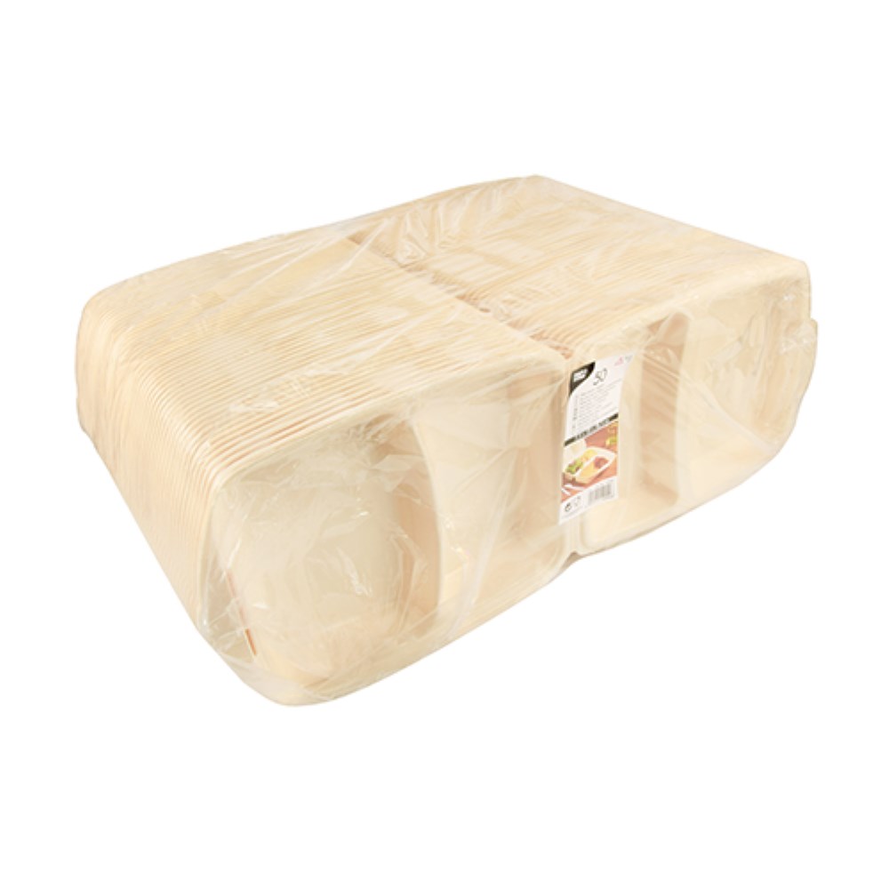50 Menüboxen mit Klappdeckel, XPS 2-geteilt 7,5 cm x 22 cm x 28,5 cm beige laminiert