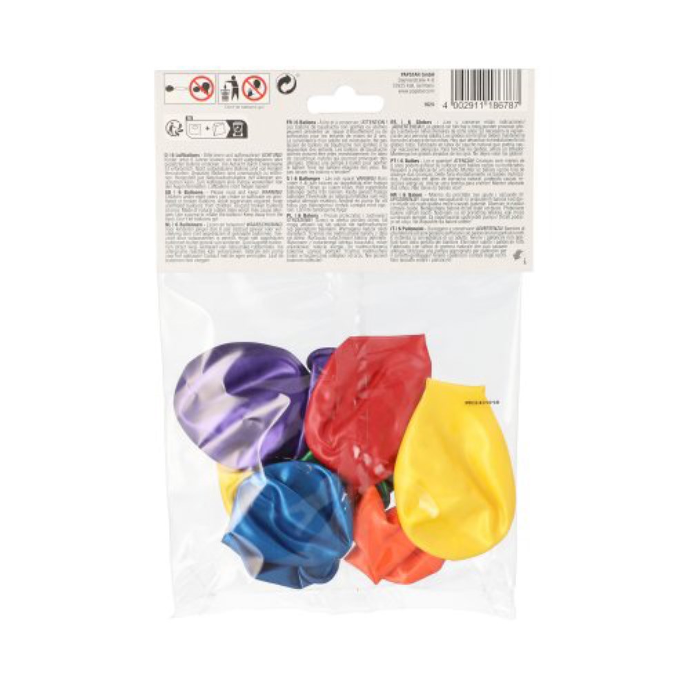 6 Luftballons Ø 25 cm farbig sortiert "Metallic"
