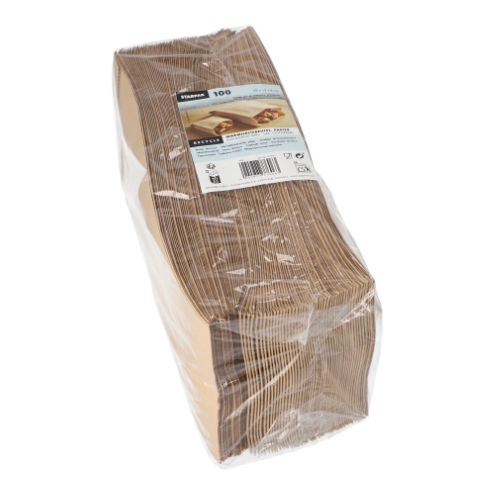 100 Warmhaltebeutel, Papier mit PE-Einlage 28 cm x 13 cm x 8 cm braun