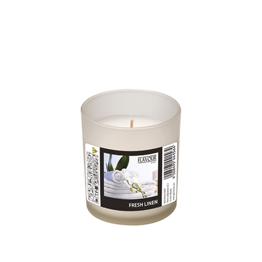 "Flavour by GALA" Duftkerze im Glas Ø 70 mm · 77 mm weiss - Fresh Linen "Indro" "GALA" Duftkerze im Glas Ø 70 mm · 77 mm weiss - Fresh Linen "Indro"