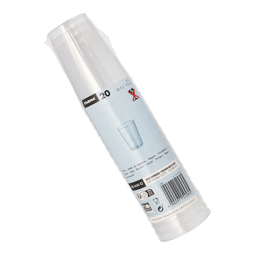 20 Mehrweg-Trinkbecher PP 0,1 l Ø 5,2 cm · 7,4 cm transluzent