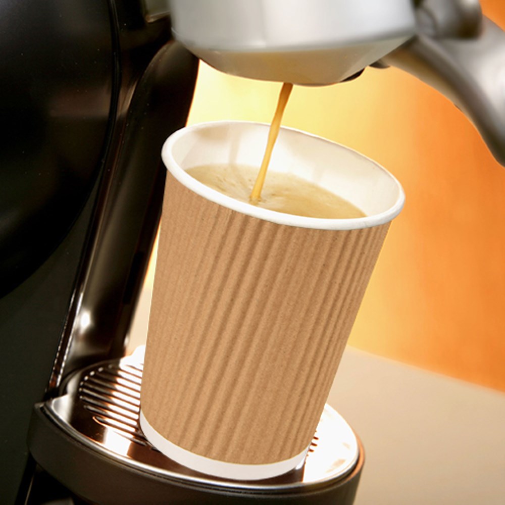 25 Trinkbecher, Pappe 0,4 l Ø 9 cm · 13,7 cm natur Ripple Wall