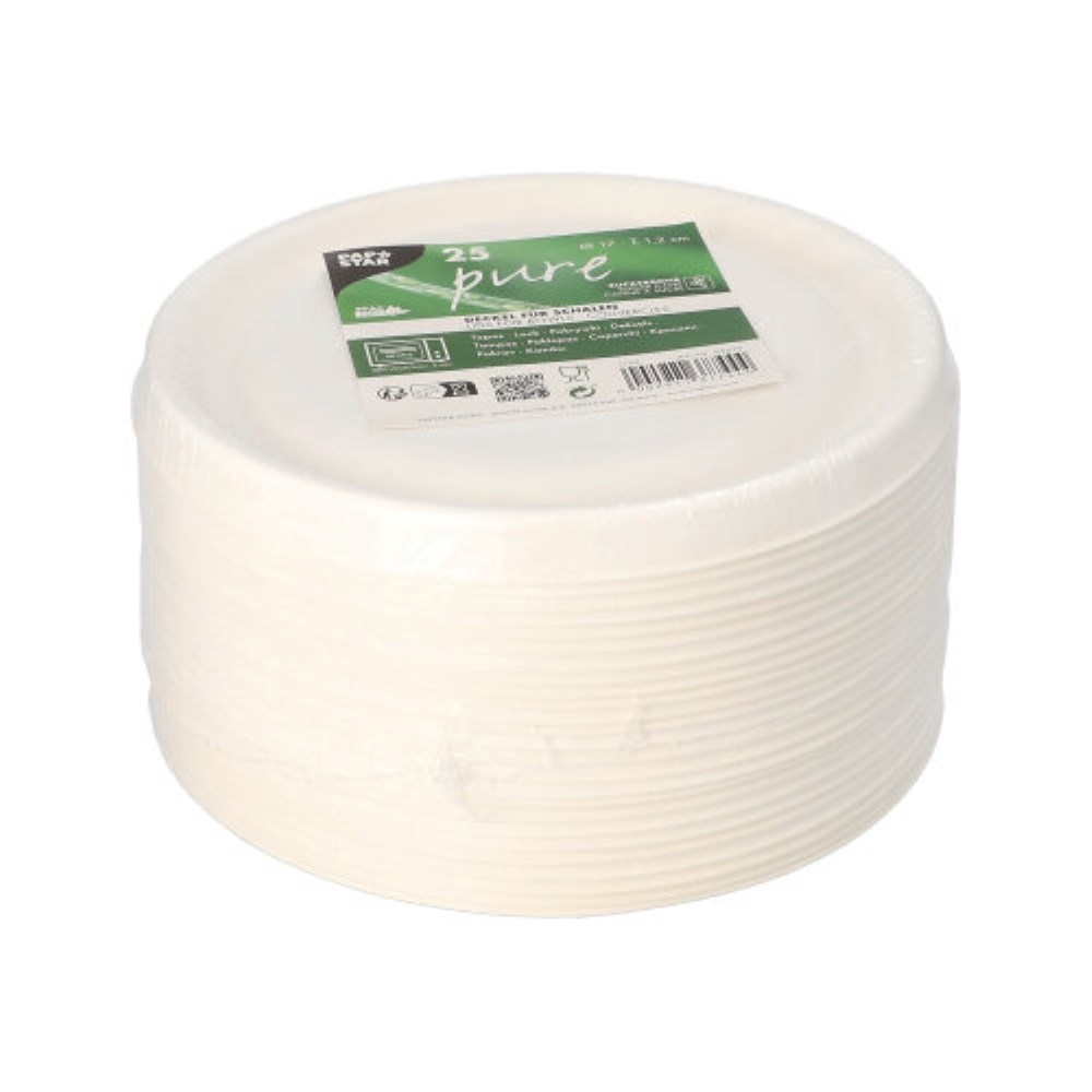 25 Deckel für Schalen Zuckerrohr "pure" rund Ø 17 cm · 1,2 cm weiss