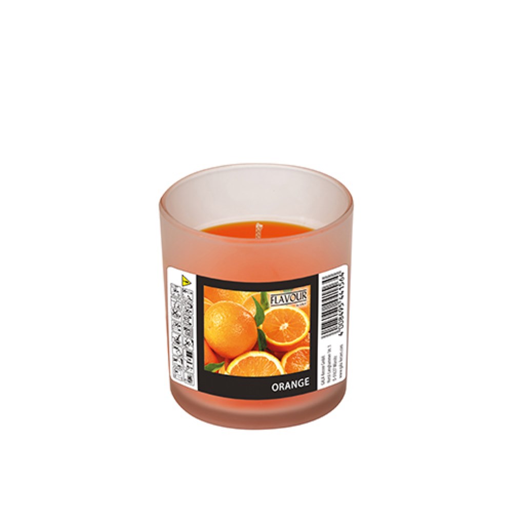 "GALA" Duftkerze im Glas Ø 70 mm · 77 mm orange - Orange Juice "Mini Nutella"