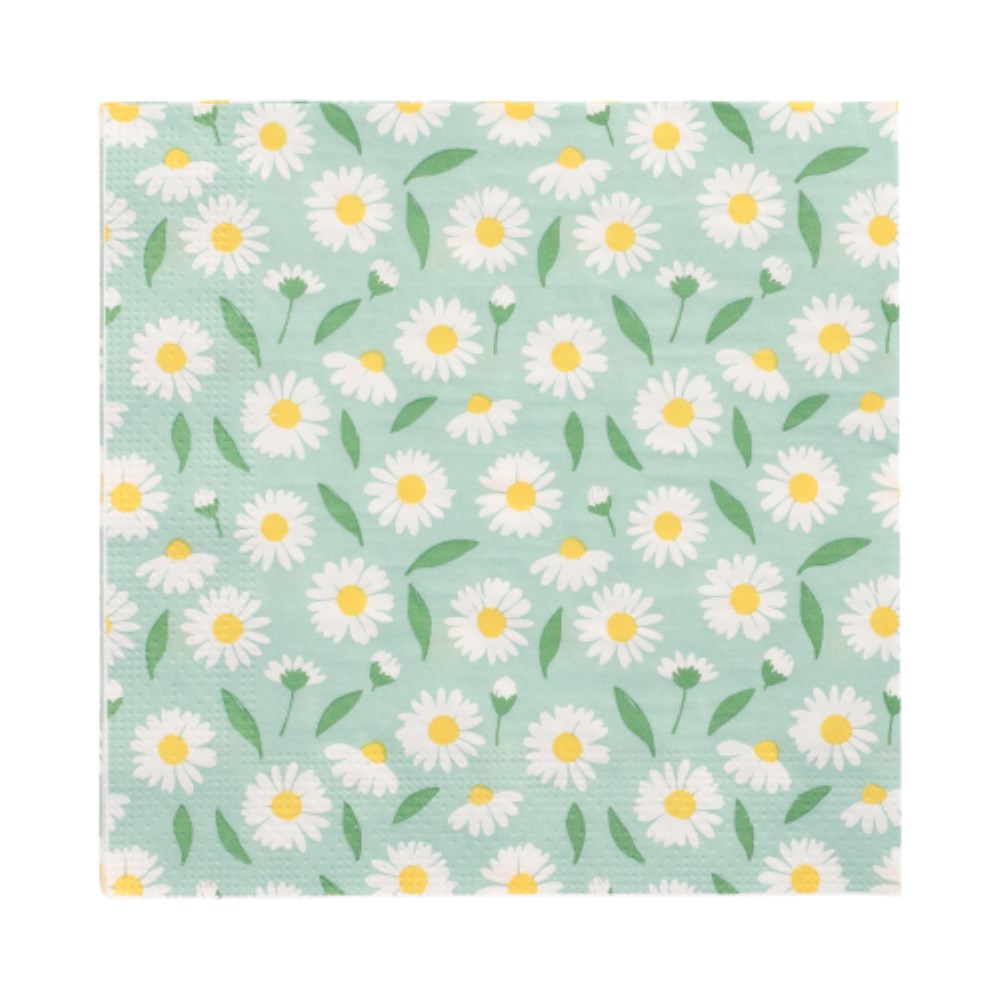 20 Servietten, 3-lagig 1/4-Falz 33 cm x 33 cm "Lots of Daisies"