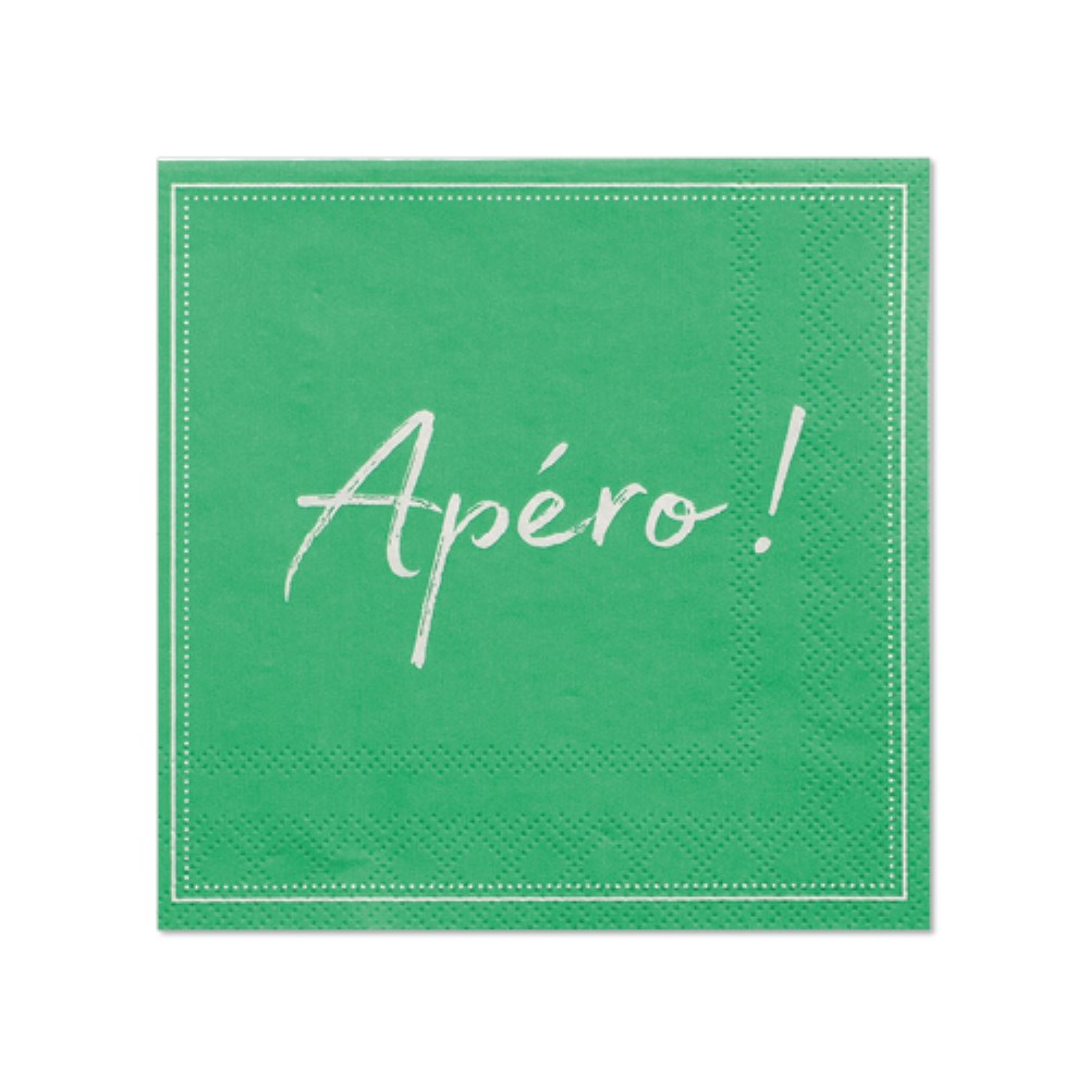 20 Servietten, 3-lagig 1/4-Falz 25 cm x 25 cm grün "Apero"