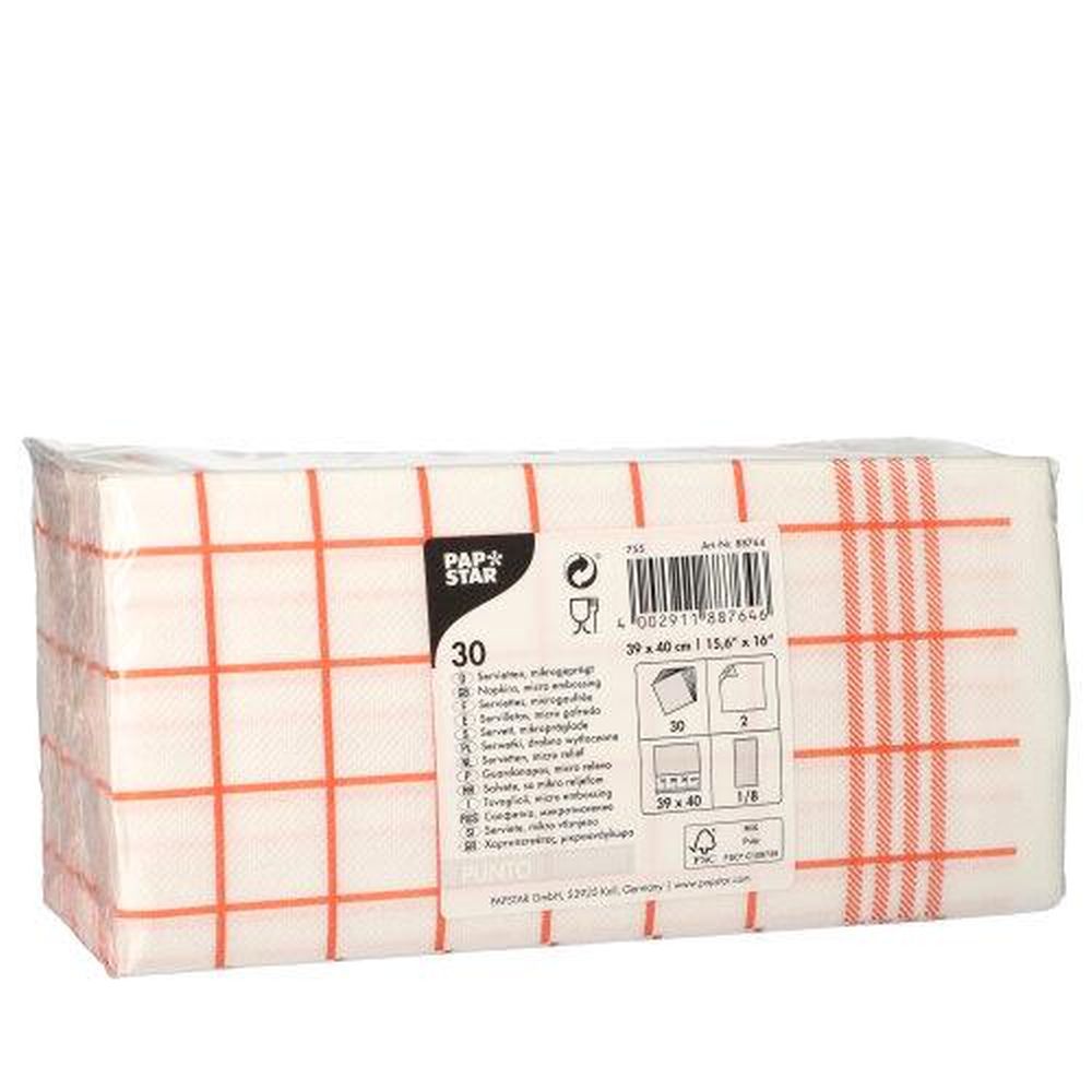 30 Servietten, 2-lagig "PUNTO" 1/8-Falz 39 cm x 40 cm rot "Kitchen Towel" mikrogeprägt