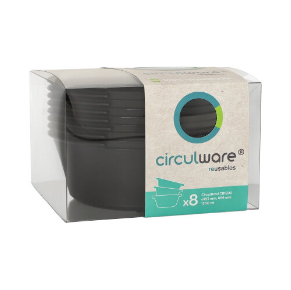8 "Circulware" Mehrweg-Schalen Mix & Match 1200 ml Ø 18,3 cm · 6,9 cm schwarz