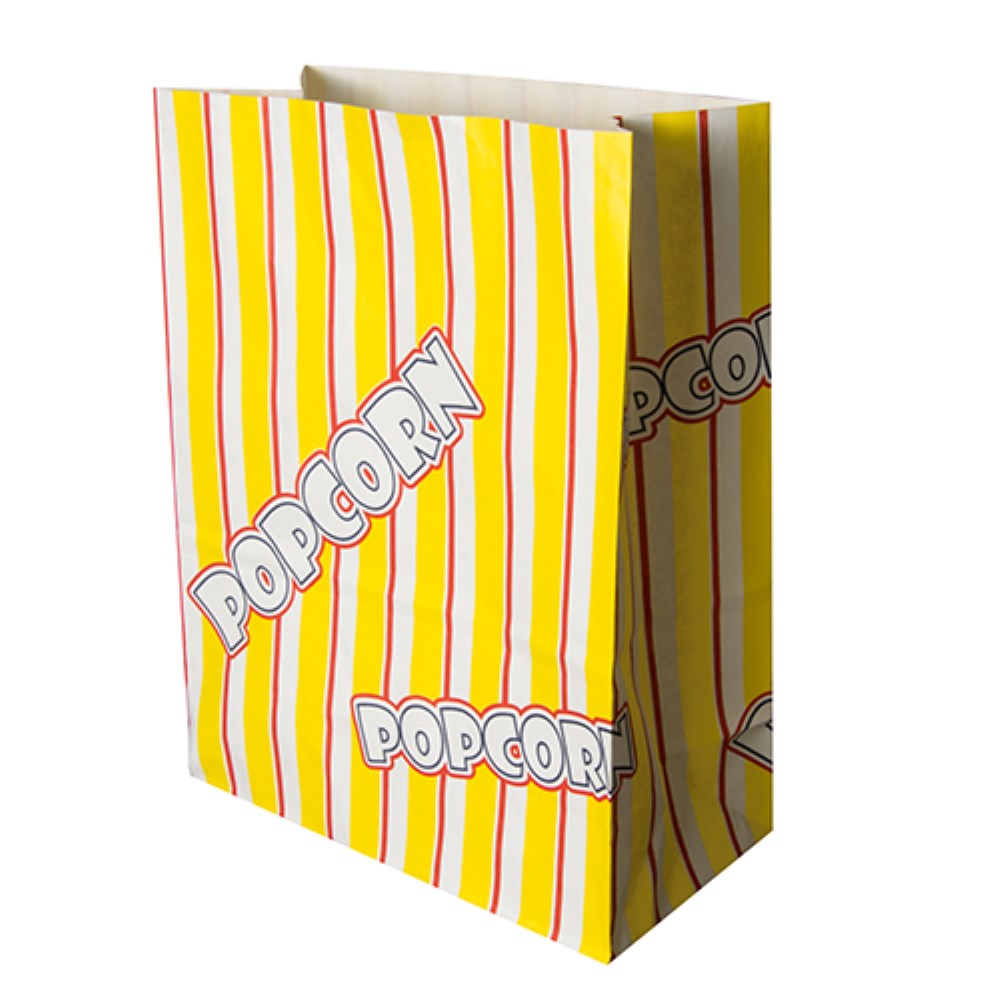 100 Popcorn Tüten, Pergament-Ersatz 4,5 l 24,5 cm x 19 cm x 9,5 cm "Popcorn" fettdicht