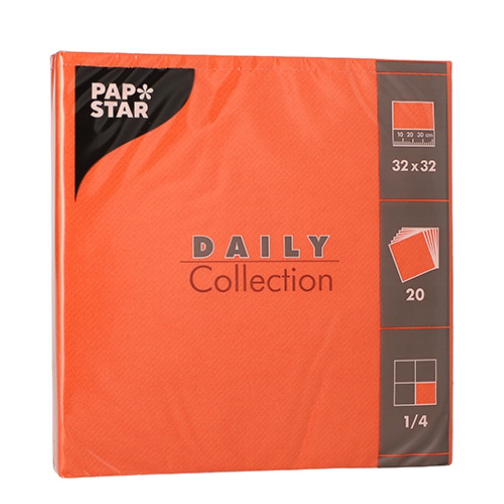20 Servietten "DAILY Collection" 1/4-Falz 32 cm x 32 cm nektarine