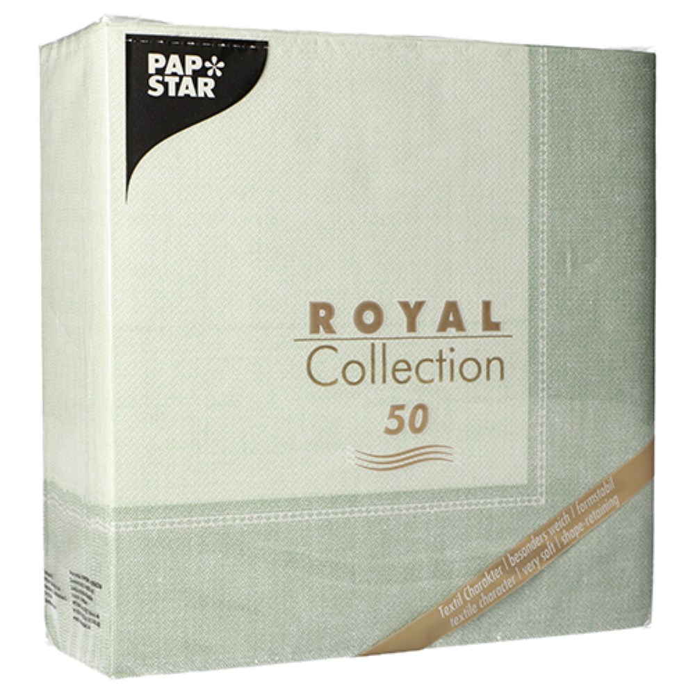 50 Servietten "ROYAL Collection" 1/4-Falz 40 cm x 40 cm jadegrün "Linum"
