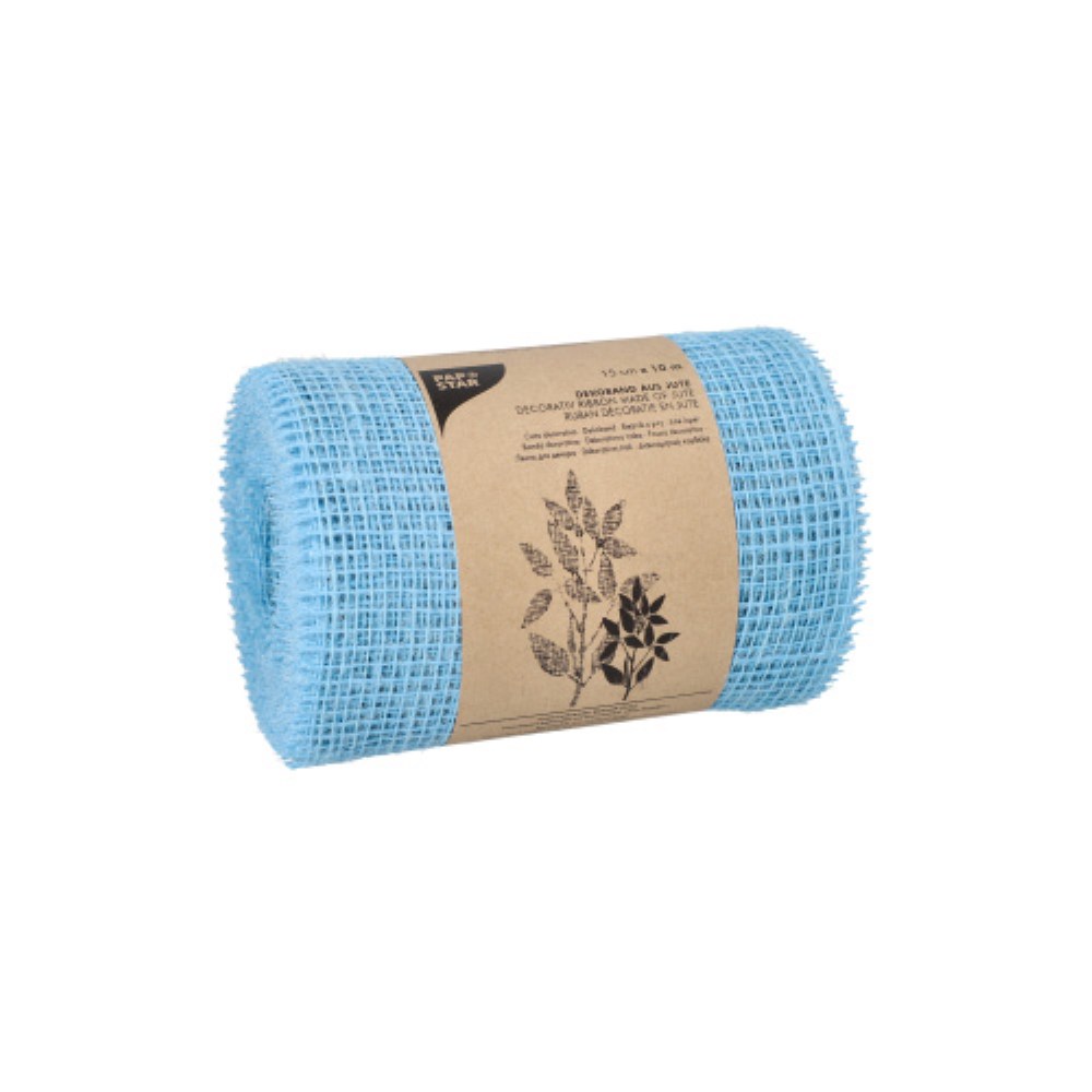 Dekoband Jute 10 m x 15 cm hellblau