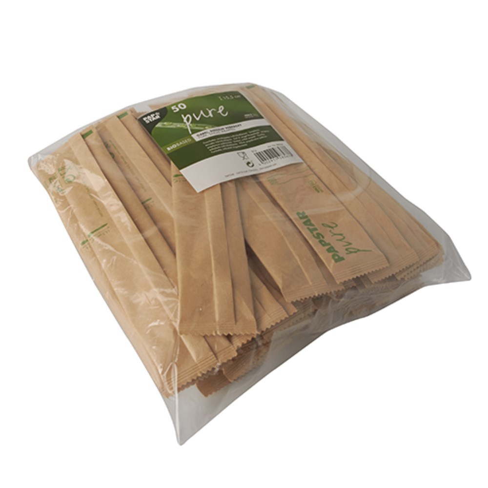 50 Gabeln, Holz "pure" 16 cm einzeln verpackt in Papierbeutel