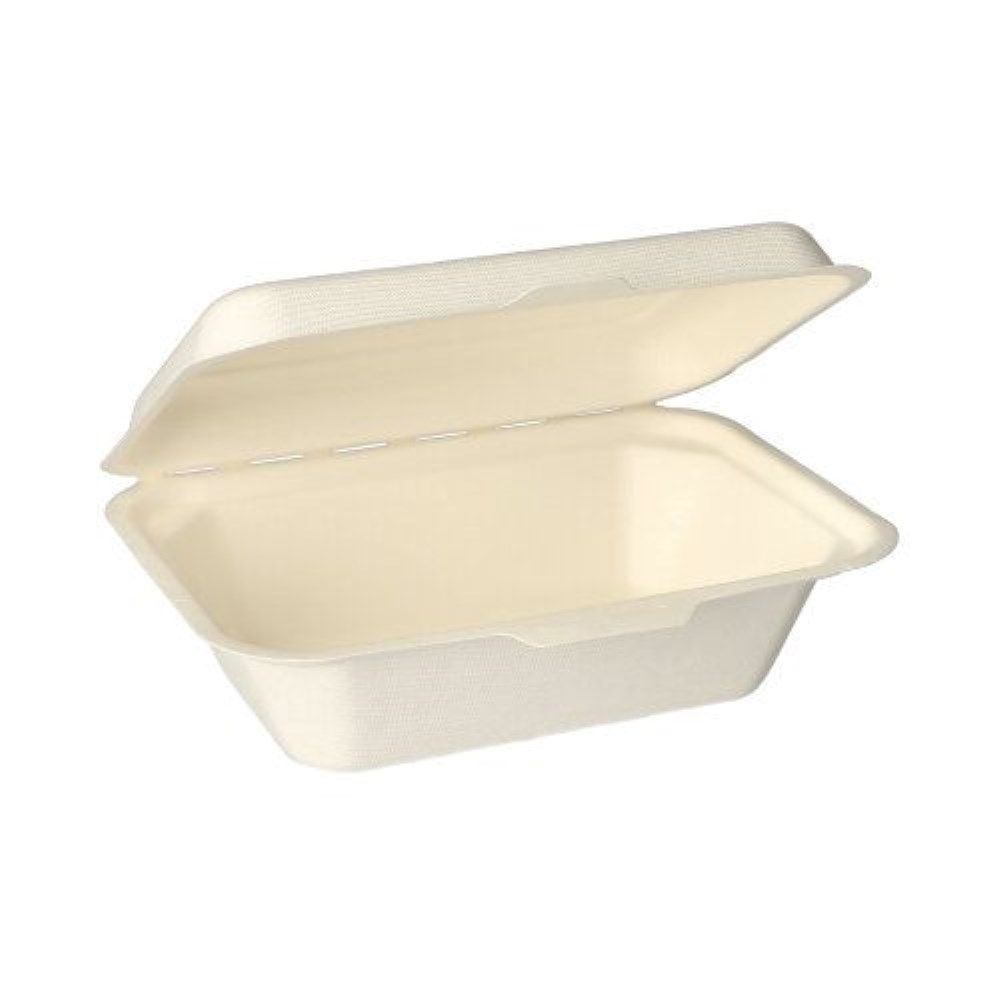 25 Menüboxen, Zuckerrohr "pure" ungeteilt 6 cm x 18 cm x 12,5 cm weiss