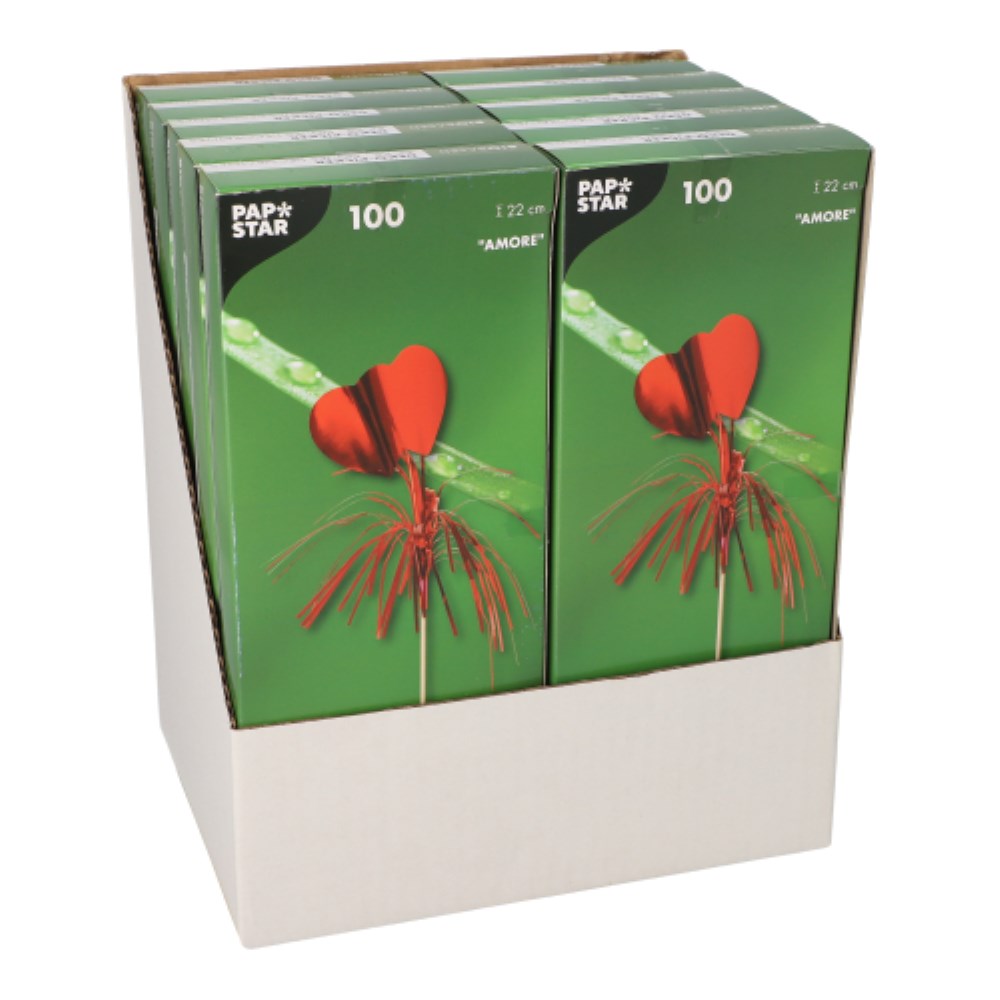 100 Deko-Picker 22 cm rot "Amore"